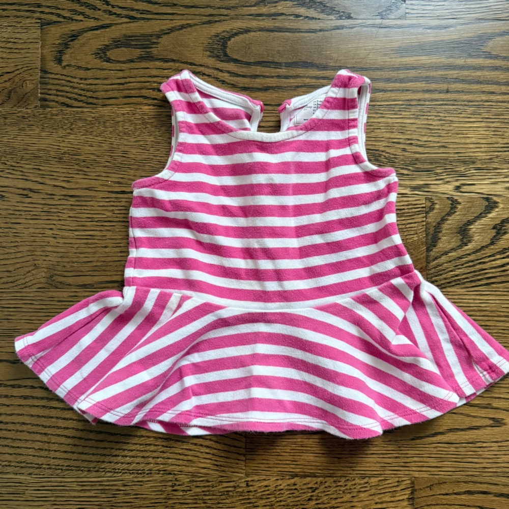 GAP Pink and White Striped Kids Peplum Top